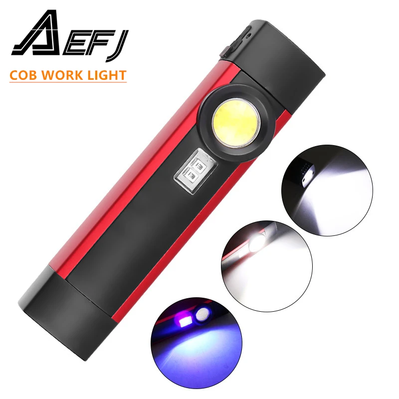 XPE+COB LED Work Light Flashlight Torch Magnetic Folding Lamp USB Rechargeable 