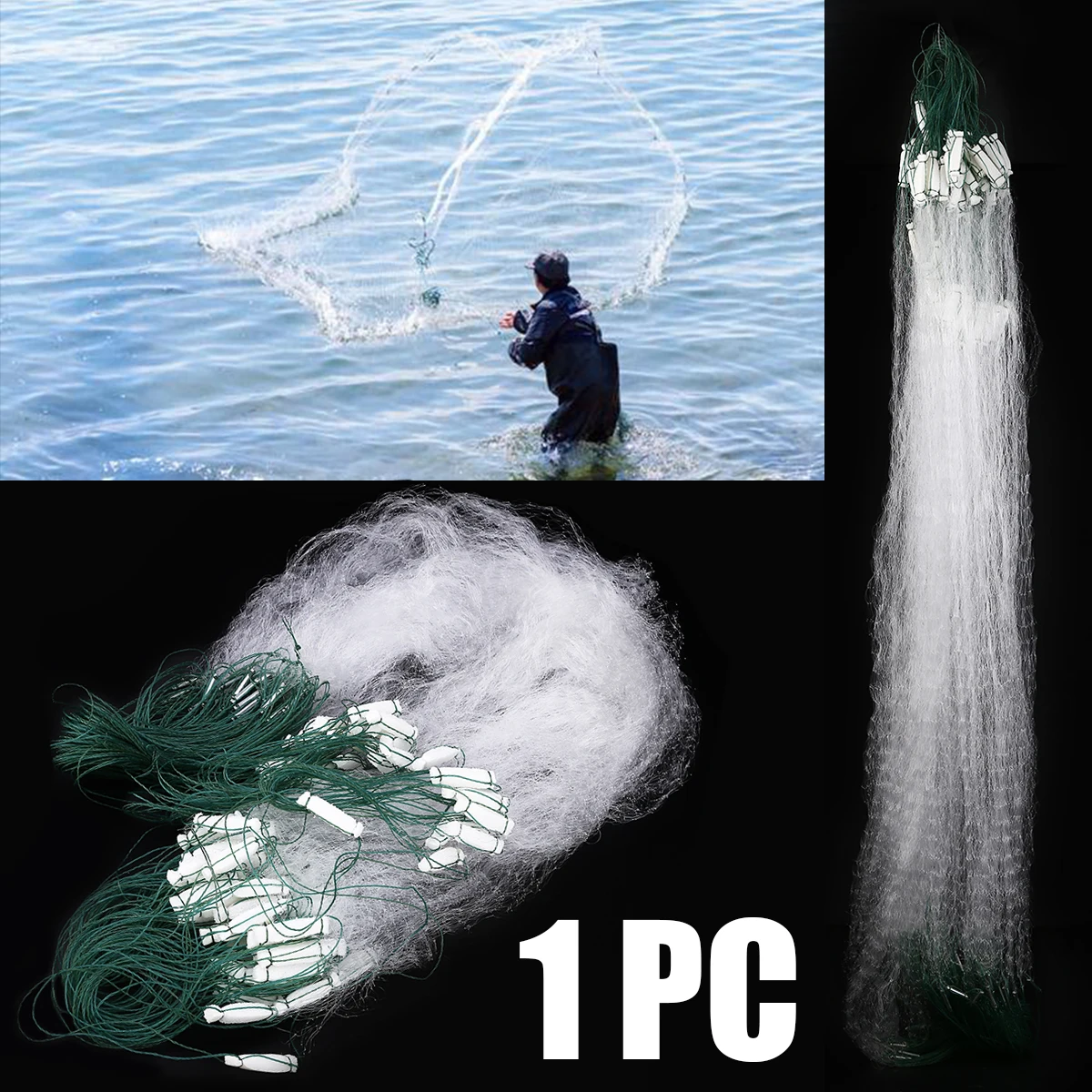 

25m Green White Monofilament Fishing Trap Net Fishing Gill Network Fishing Connector Freshwater Fishing Tool
