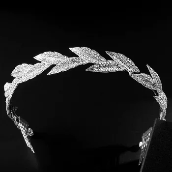 

ACRDDK Luxury Jewelry Handmade Headband Wedding Leaf Shape Crown Shiny Rhinestone Fashion Headband Bridal Hair Accessories