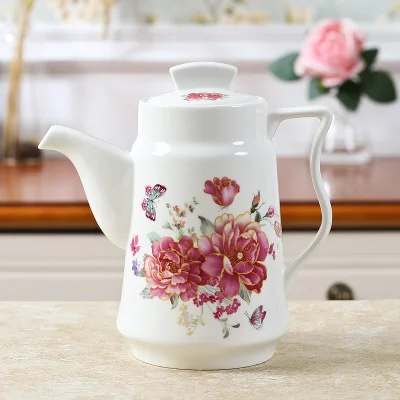 B Oussirro 1500 мл Керамика кувшины Бутылки для воды холодной чайник бутылка без взрыв твердого английского фарфора большой Ёмкость Бытовая керамика термос - Цвет: B