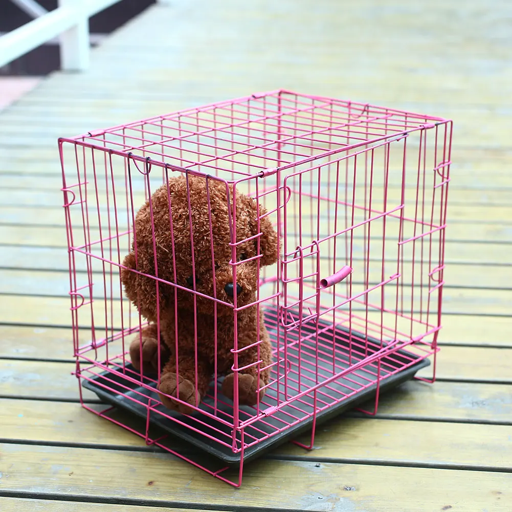 

Collapsible Foldable Pet Cage Iron Wire Dog Cat Iron Cage Door Safe Home