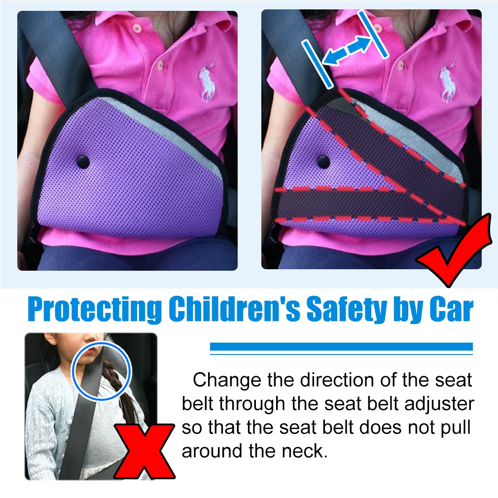 Kids Baby Car Safe Fit Seat Belt Adjuster Children Belt Adjust Safety Protection Triangle Sturdy Device