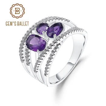 

GEM'S BALLET Criss-Cross Pavé Amethyst Ring 1.84Ct Natural Gemstone in 925 Sterling Silver Finger Rings For Women Fine Jewelry