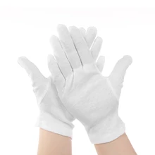 12 пар белых мягких хлопковых церемониальных перчаток, растягивающаяся подкладка, перчатки, ювелирные изделия для монет, серебряные перчатки для осмотра