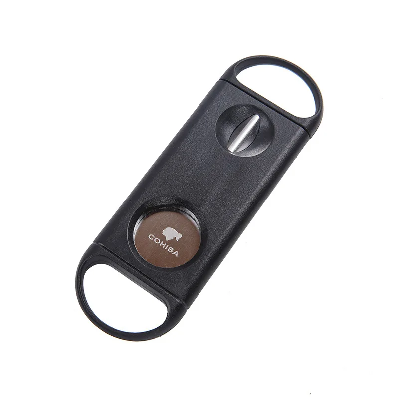 Cortador de cigarros afilado de acero inoxidable, Guillotina de cigarro de bolsillo negro, accesorios para cigarros, corte en V, tijeras, envío rápido, novedad de 2021