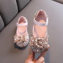 Sapatos infantis brilhantes de pérolas e strass, novo sapato para meninas e crianças, princesa, festa e casamento d487, 2021