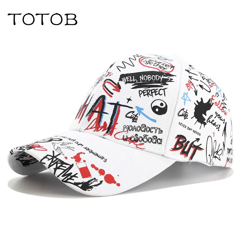 Бейсболка с граффити модная Корейская индивидуальная изгибом вдоль летних