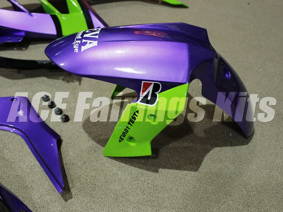ABS Полный комплект обтекателя Для Kawasaki Ninja300 EX300 300R 2013, 13, 14, 15, 16, 17, Обтекатели+ майка Обложка фиолетового и зеленого цвета