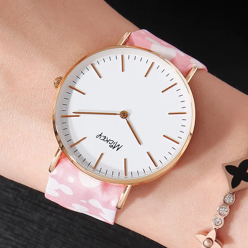 

Two-color Watch Strap-Simple Quartz WOMEN'S Watch Fabric Watch Strap Fashion Ladies' Watch 318