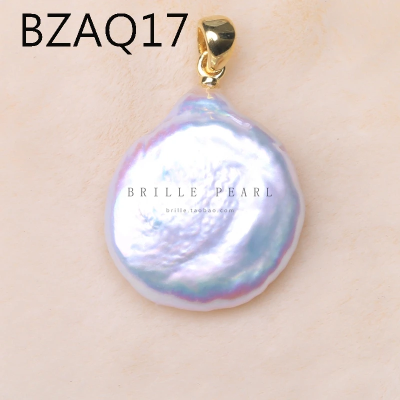 BaroqueOnly Natural Pearl Slide Pendant Different Shape Freshwater buttons Pearls 925 Silver Sterling flat pendant gifts pendant necklace silver necklace