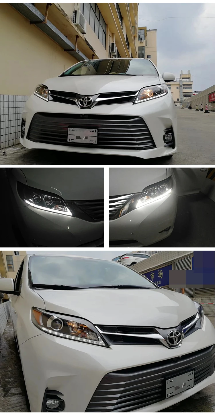 Автомобильные фары для Toyota Sienna светодиодный налобный фонарь 2011 2012 2013- год Стиль ForSienna лампы передних фар