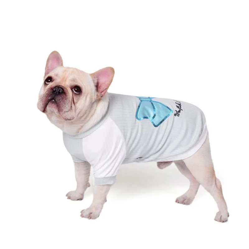 Летняя женская одежда для щенков костюм Французского бульдога мопса футболка