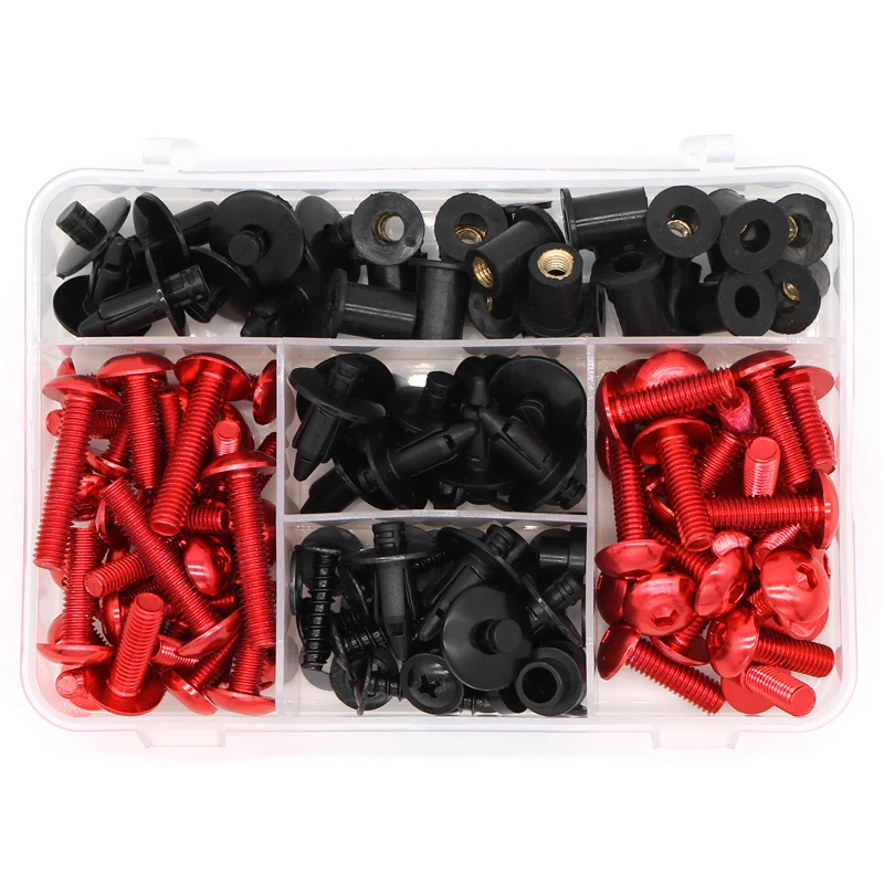 Red Для Kawasaki Ninja 650 ER-6n Ninja 650R ER-6f Ninja 250 300 400 полный обтекатель болтов Комплект бортов боковые винты Обтекатели зажимы M6 M5 - Цвет: Red