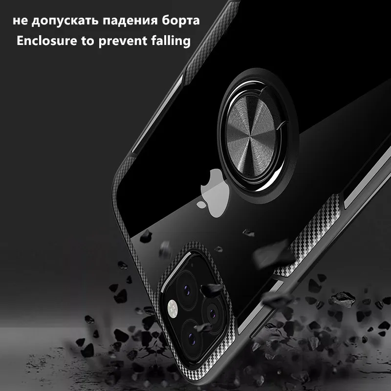Чехол для iPhone XS Max XR 8 7 6 s Plus X 11 прозрачный силиконовый тонкий защитный чехол для телефона кронштейн Подставка против падения кольцо Крышка