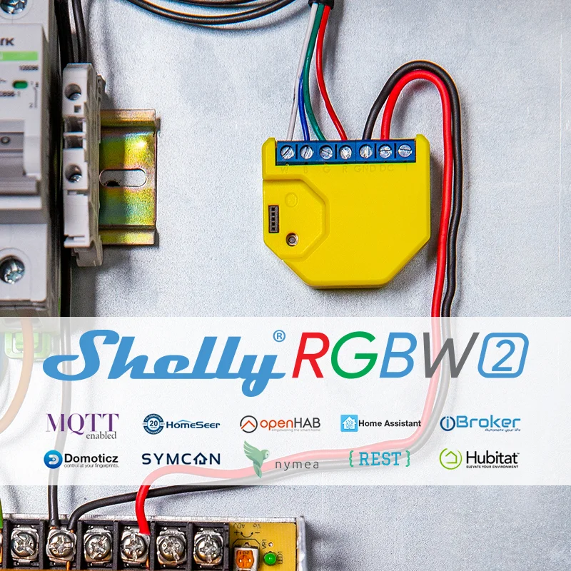 Shelly RGBW2 스마트 WiFi 작동 RGBW 컨트롤러는 최대 288W 결합 전력으로 모든 12v 24v 흰색 RGB RGBW Led 스트립을 지원합니다.