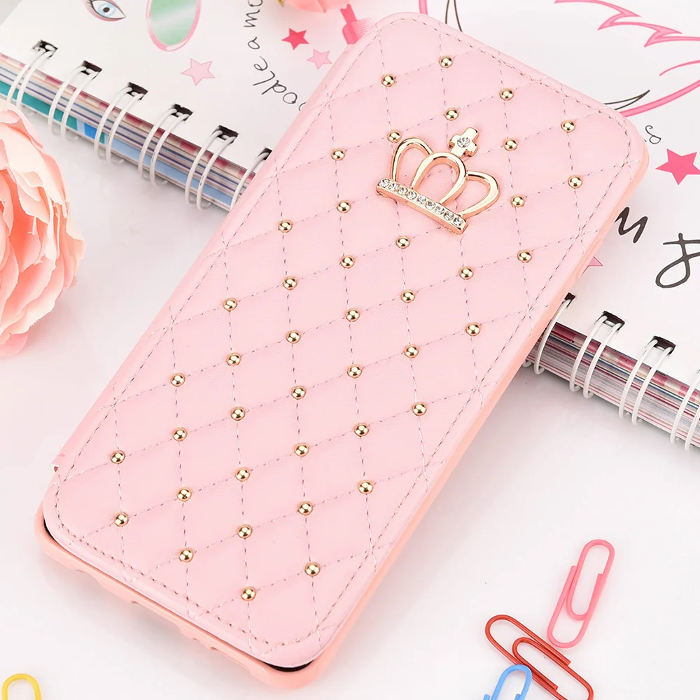 Luxury Leather Wallet Slim Flip Case for Samsung S20 Ultra S9 Plus S8 S10 S10e S7 Edge Shockproof Bling Crown Cover Card Holder Luxury Leather Wallet Slim Flip Case for Samsung S20 Ultra S9 Plus S8 S10 S10e S7 Edge Shockproof Bling Crown Cover Card Holder