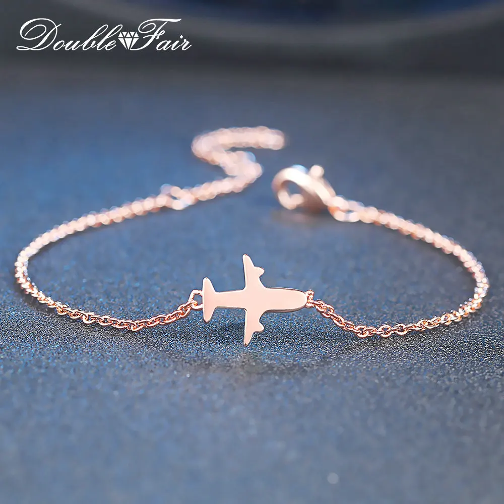

New Aircraft Bracelet For Women Girls Birthday Gift Rose Gold Color Adjustable Chain Charm Jewelry Bracelet DZH002M