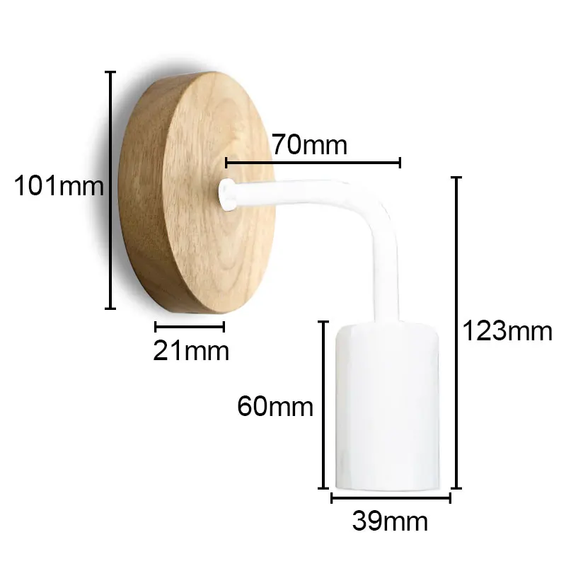 Wood Wall Lamp Vintage Industrial Wall Lights Dimmable Retro E27 Light Bulb Wall Light For Home Loft Indoor Decor Fixtures - Цвет абажура: white