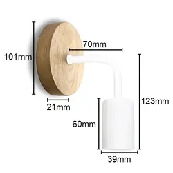 Vintage Industrial Wood Wall Lamp - Dimmable Retro Light Fixture (White)