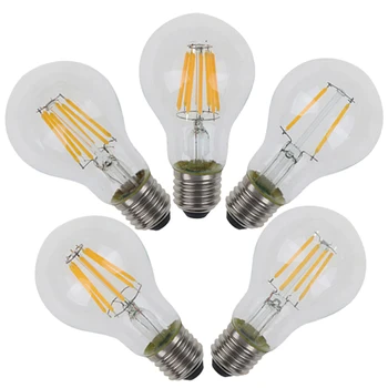 

A60 2w 4w 6w 8w 10w High Power LED LED Filament Light E27 Glass Ball AC 220V-240V Retro Globe Lighting Indoor Living Room