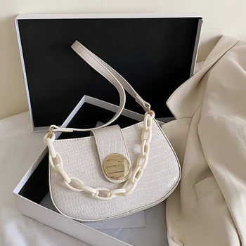 

Crocodile patent Pu leather Shoulder Bag Women Solid Color Messenger Purse Vintage Crossbody Bags Bolso mujer Retro