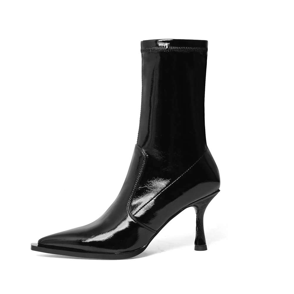 patent leather sock booties