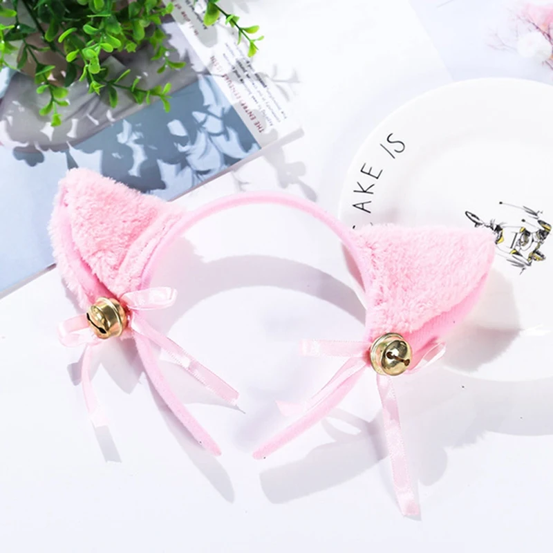 14 Colors Beautiful Masquerade Halloween Cat Ears Cosplay Cat Ear Anime Party Costume Bow Tie Bell Headwear Headband Anime head accessories female