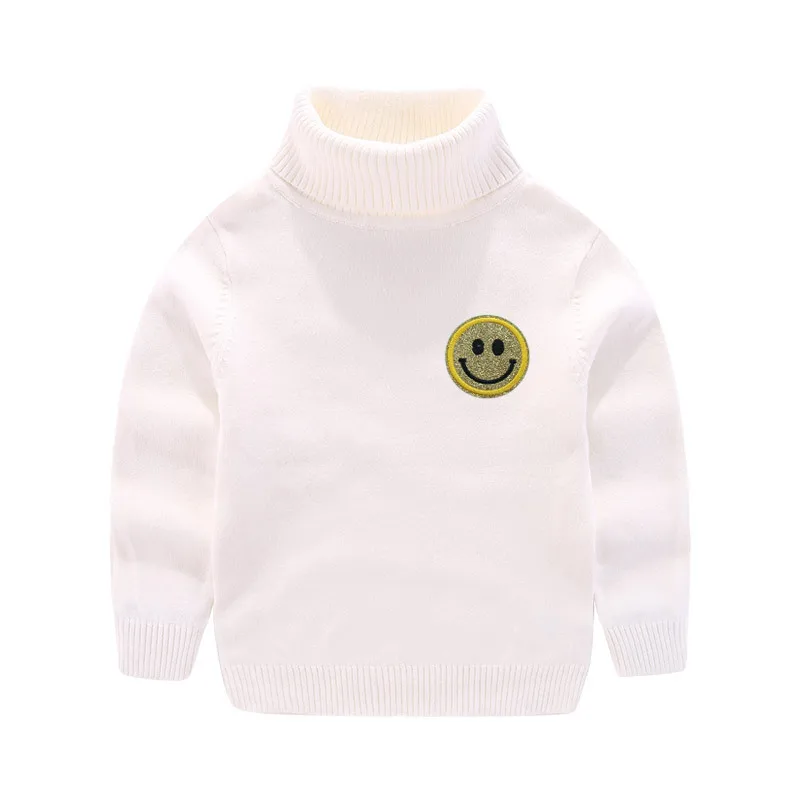 

2019 Autumn And Winter Hot Selling Kids' Sweater Girls Big Boy Korean-style Smiley High Collar Sweater Base Shirt School Uniform