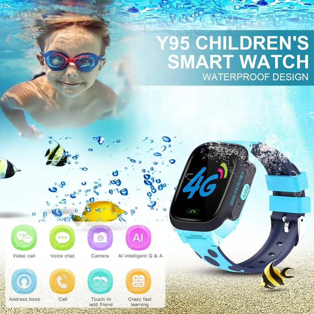 Y95 Smart Watch Phone GPS Waterproof Kids Smart Watch Child 4G Wifi Antil-lost SIM Location Tracker Smartwatch HD Video Call