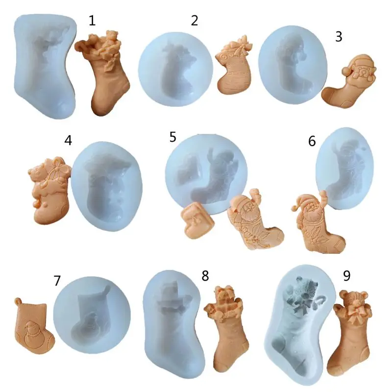 

Silicone Christmas Socks Epoxy Resin Molds Santa Claus Socks Non-Stick Chocolate Jelly Baking Mold for Party Xmas Gift