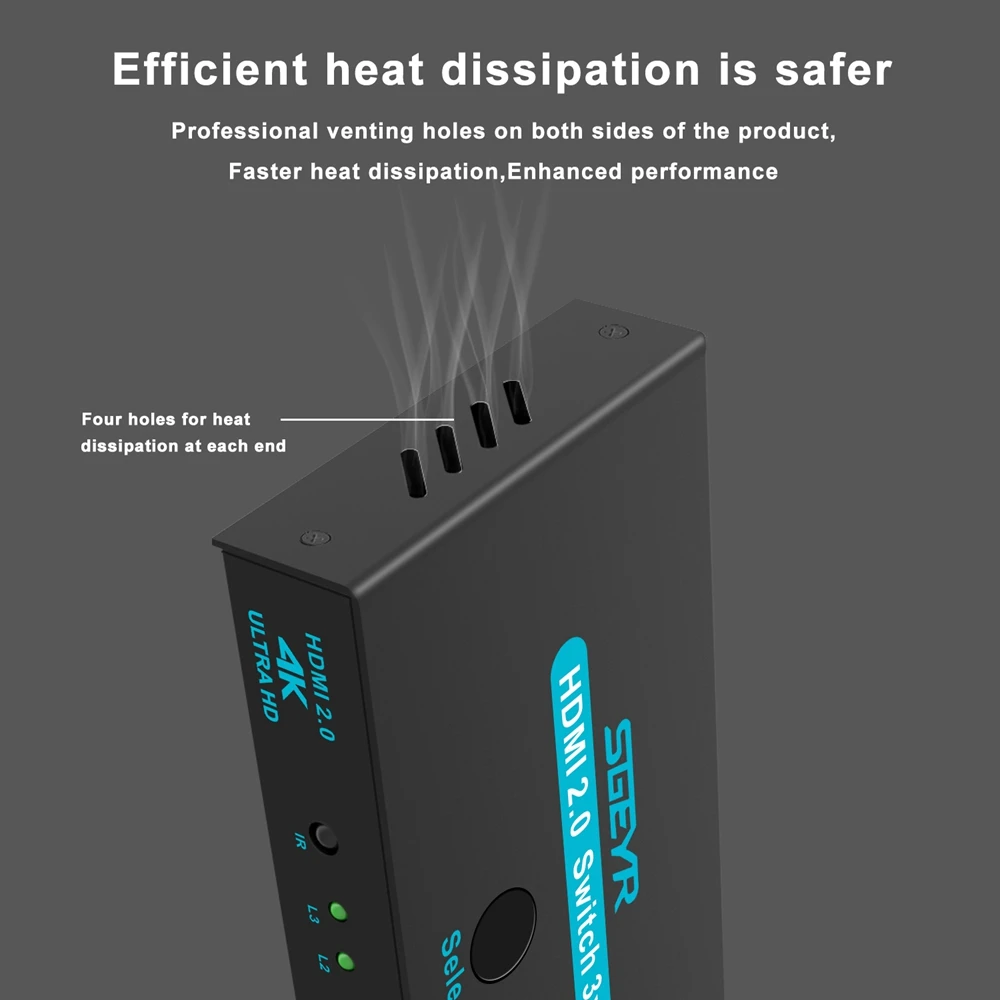 SGEYR 3 в 1 выход HDMI коммутатор 4 к 2,0 60 Гц HDMI коммутатор адаптер 3x1 HDMI сплиттер с ИК-пульт дистанционного управления переключатель для xbox HDTV PS4