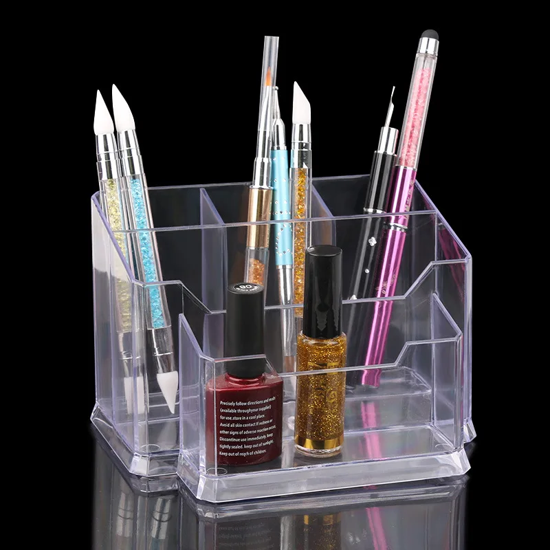 

Manicure Acrylic Transparent Penholder Manicure Nail File Desktop Tool Storage Box 5 Lattice Manicure Pen Rack