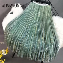 Модная женская повседневная одежда длинная юбка новая весенне-осенняя винтажная яркая плиссированная юбка