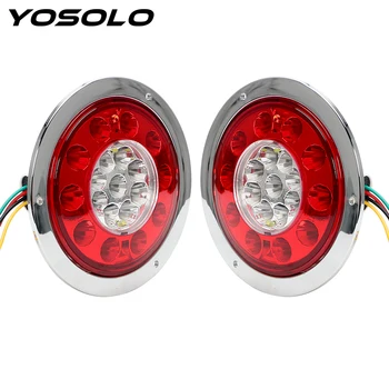 

YOSOLO 2PCS Universal Car Brake Light Car-styling Truck Trailer Turn Signal Lamp LED Round Tail Light Warning Light 19LED