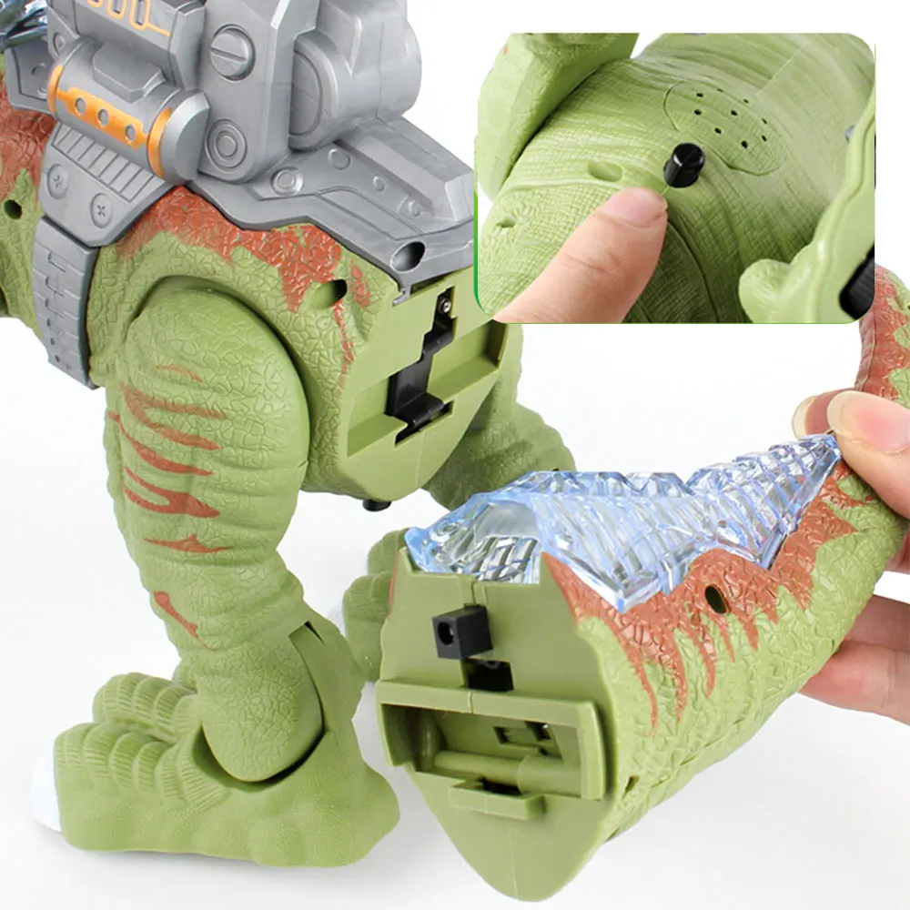 Электрическая игрушка робот для стрельбы Механическая ходьба игрушка в форме динозавра детская модель динозавра Ревущие игрушки с светильник