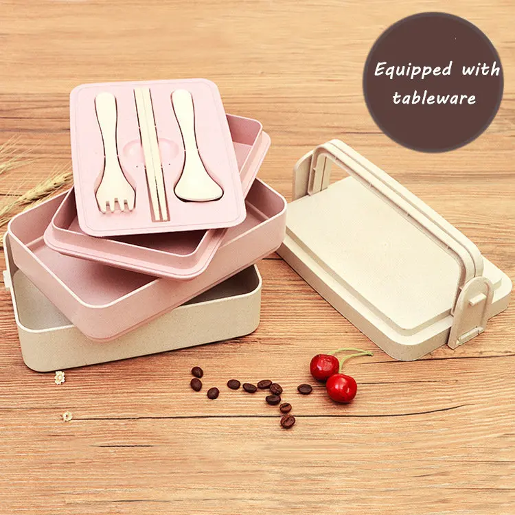 Ланч-бокс с ручкой Bento box большой емкости материал не вредит здоровью пшеничной соломы микроволновая посуда контейнер для хранения еды Lunchbo