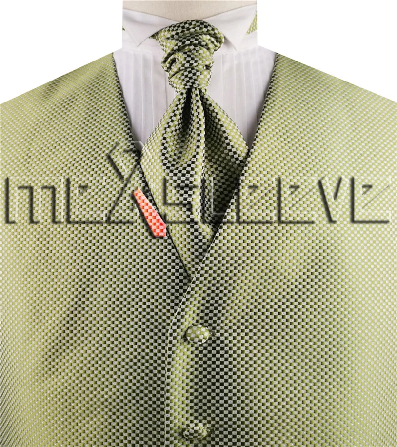 Маленький клетчатый костюм, комплект с жилетом(жилет+ галстук Аскот+ носовой платок