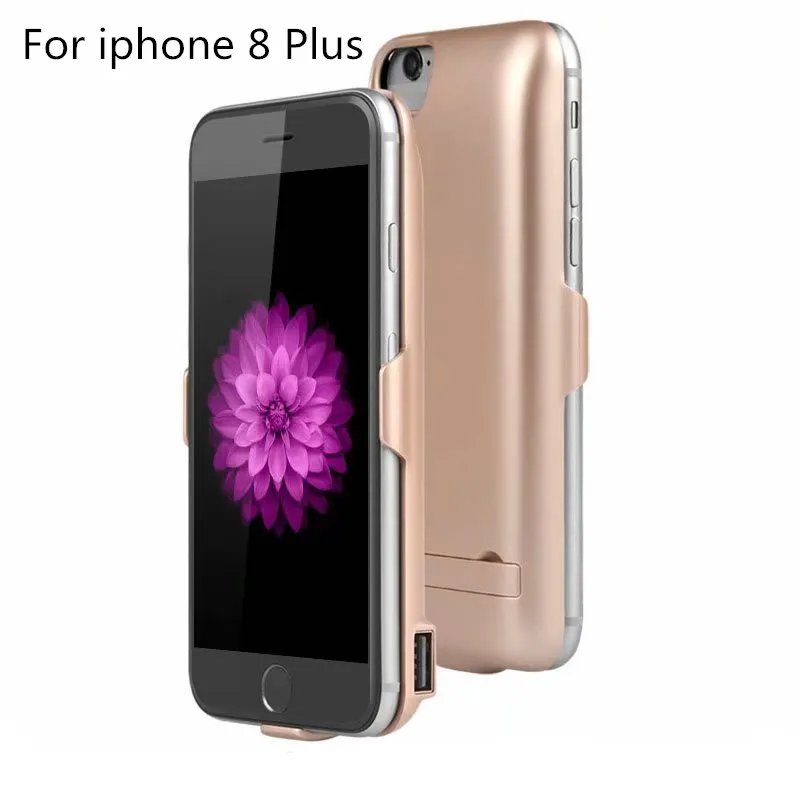 8000 мА/ч чехол для зарядного устройства для iphone 7 Plus, портативный внешний аккумулятор, чехол для внешнего зарядного устройства, чехол для задней панели для iphone 8 Plus - Цвет: Gold
