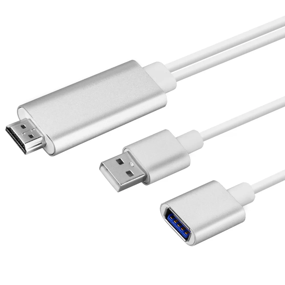 Мини-кабель usb 2 в 1 USB 3,0-HDMI 4K HD 1080P цифровой HD tv AV tv Кабель-адаптер Шнур для iPhone XS/XS MAX/XR