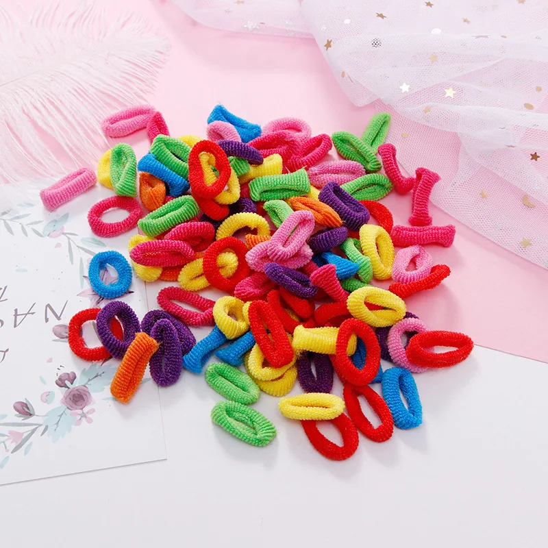 100PCS/Set 1.5cm Colorful Small Ring Elastic Hair Bands Hair Accessories Girls Cute Rubber Band Gum For Hair Scrunchies Headband designer head scarf Hair Accessories