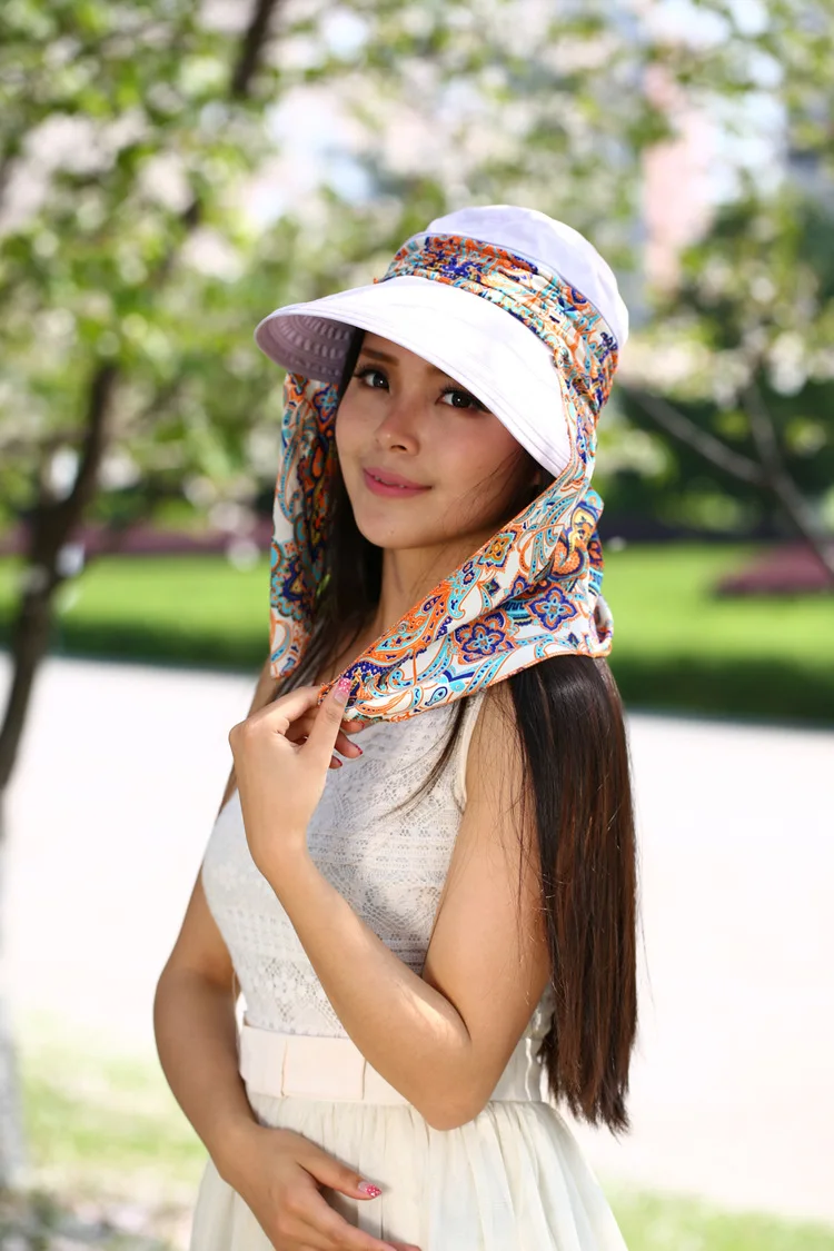 Летняя женская шляпа от солнца, Корейская версия, на открытом воздухе, защита от солнца, велосипед, многофункциональная, закрывающая лицо, складная пляжная шляпа от солнца