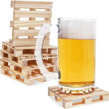 

6-Pack Mini Wooden Pallet Beverage Coasters for Hot and Cold Drinks