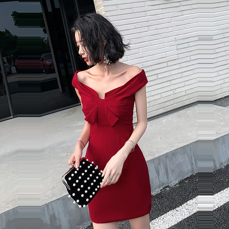 Вечернее платье с открытыми плечами Robe De Soiree ТРАПЕЦИЕВИДНОЕ Плиссированное женское вечернее платье вечернее платье с вырезом лодочкой и коротким рукавом F169