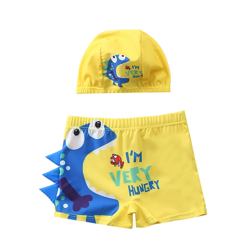Новые плавки для мальчиков от 2 до 10 лет, детский купальный костюм, купальные трусы для мальчиков Dinasour с Hat-SW367 - Цвет: 11-yellow hungry