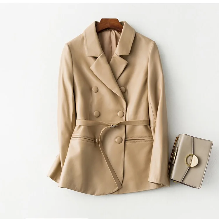 Куртка из натуральной кожи женская мода натуральная овчина пальто офисный Женский блейзер, женский пиджак Женское пальто из овечьей кожи