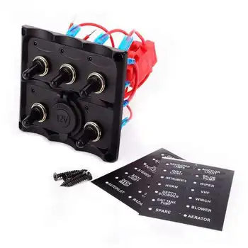 

12V USB Car Charge 5 Gang Switch Panel Waterproof Toggle Rocker Marine Boat