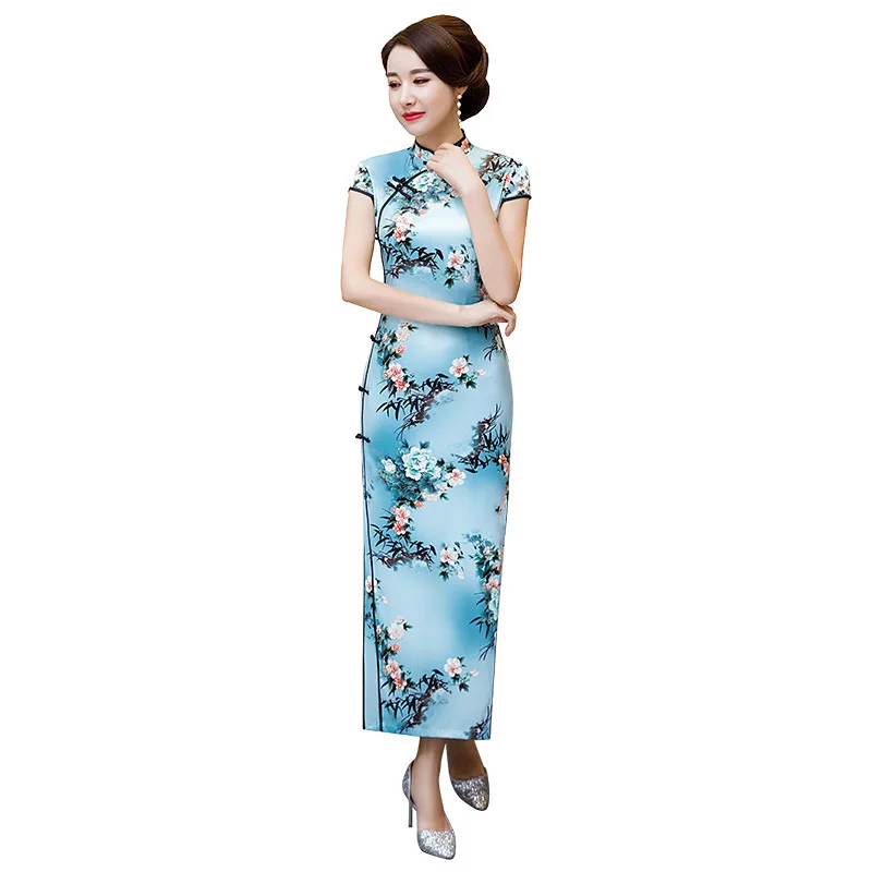 Новое поступление, китайское женское Элегантное вискозное Qipao, с принтом, женское платье, Cheongsam, сексуальное платье, одежда, большие размеры, XXXXL
