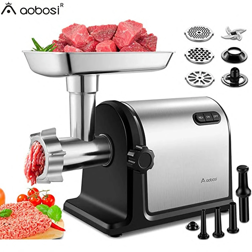 

Aobosi Heavy Duty 2000W Max Powerful Electric Meat Grinder Home Sausage Stuffer Meat Mincer Food Processor