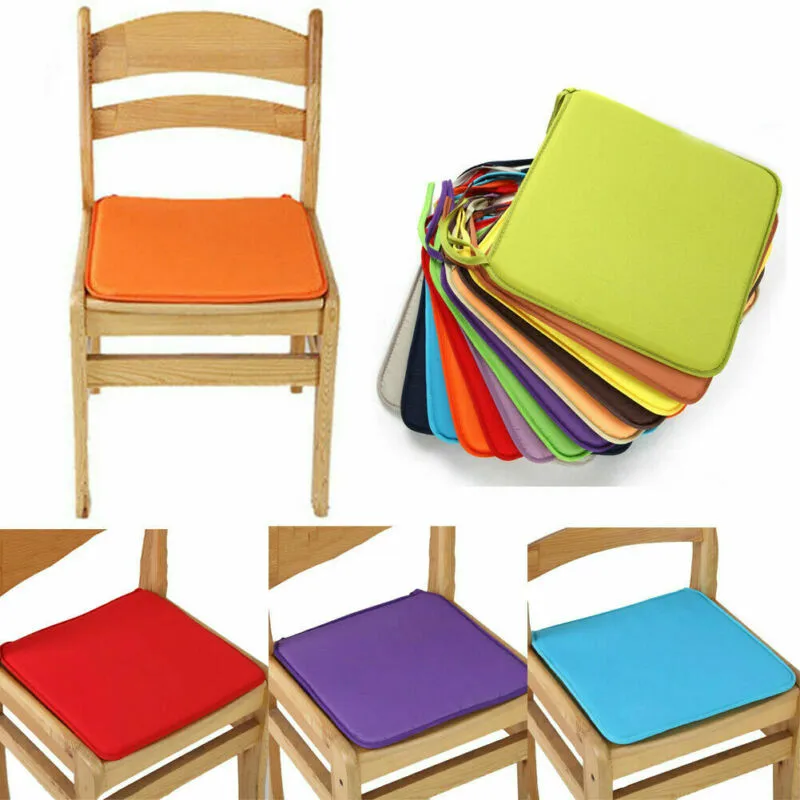 

Tie on Chair Cushion Pads Pillow Garden Soft Comfort Seat Mat Home Office Dining Room Solid Color 40X40CM