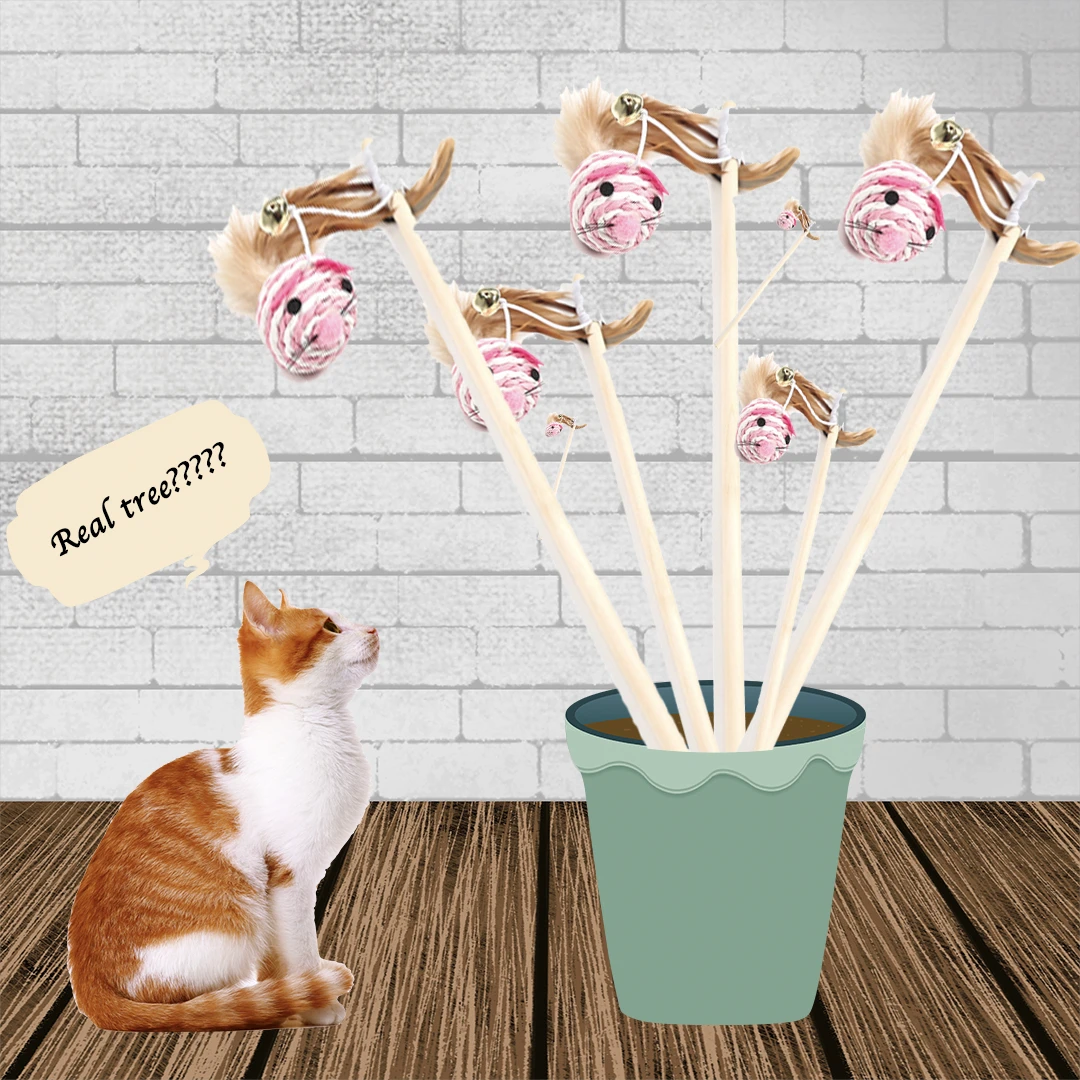 

Toy cat pets toys accessories For cat Teaser Kitten Wand Sisal Ball Bell Feather Elastic String Wood Rod Stick Toys for cats